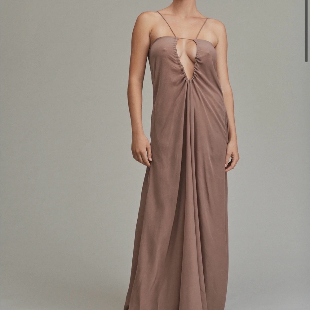 Acacia Swimwear Strapless Tan Maxi Dress